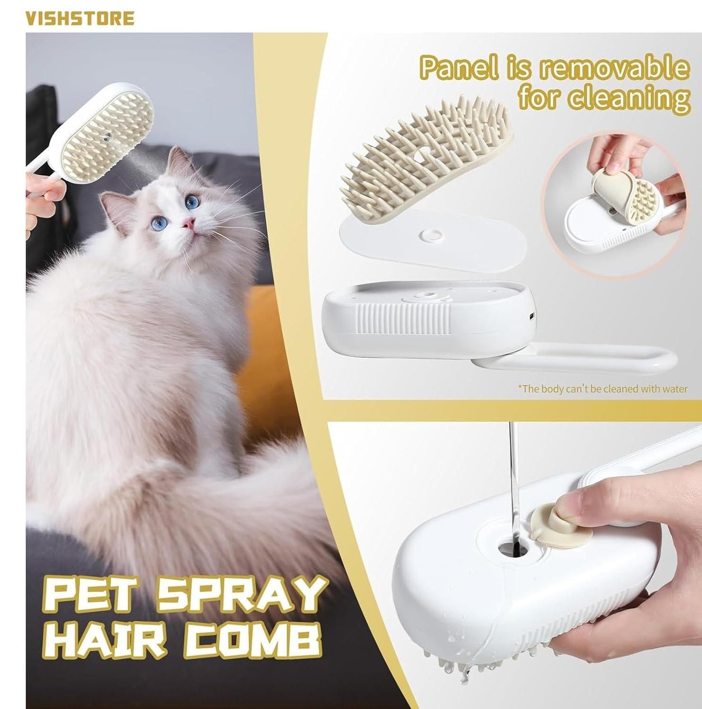 Steamy Pet Grooming Brush